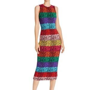 ALICE + OLIVIA Delora Rainbow Snake Print Stretch Midi Dress - NWOT